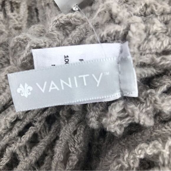 Vanity Gray Open Knit Infinity Scarf with cream lace trim- New With Tags - Picture 12 of 15